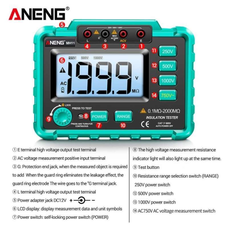 Promo Megger Mega Ohm Meter Digital Insulation Alat Ukur Tahanan