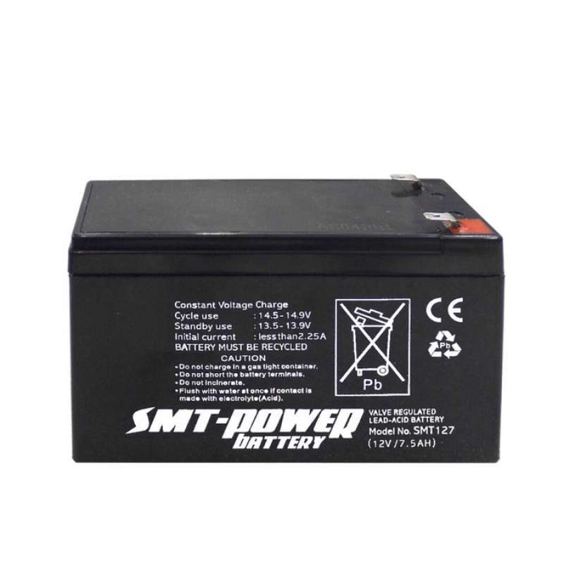 Jual SMT-POWER Aki Baterai Kering Battery Ups Aki Smt 12v 7,5Ah, Aki