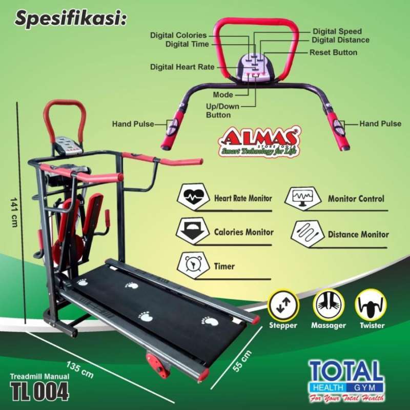 Jual Alat Fitness Lari Treadmill Manual Tanpa Listrik 6F TL 004