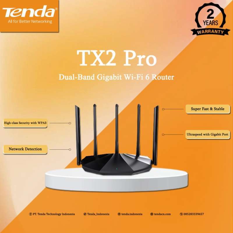 Promo Tenda Tx2 Pro Dual-band Gigabit Wi-fi 6 Router Diskon 17% Di Seller Citi Network - Mangga