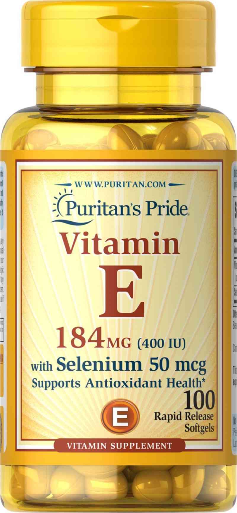 Jual Puritan's Pride Vitamin E184 Mg With Selenium 50 Mcg 100 Softgels