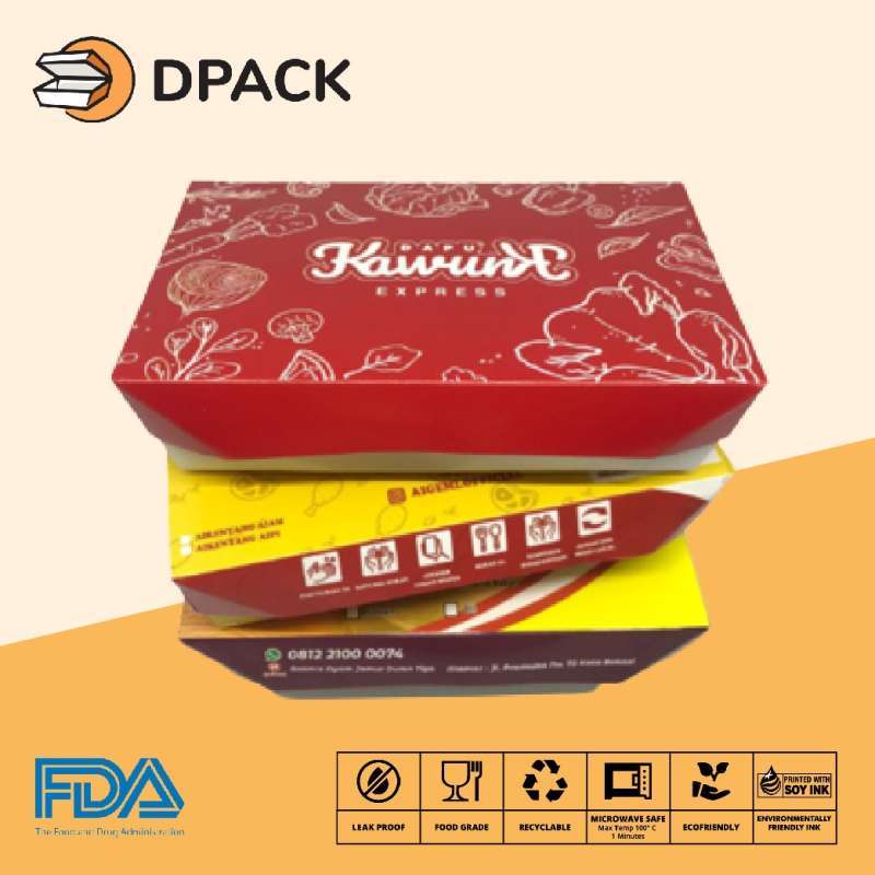 Jual Custom Print Paper Lunch Box Size L Food Grademinimum 100 Pcs