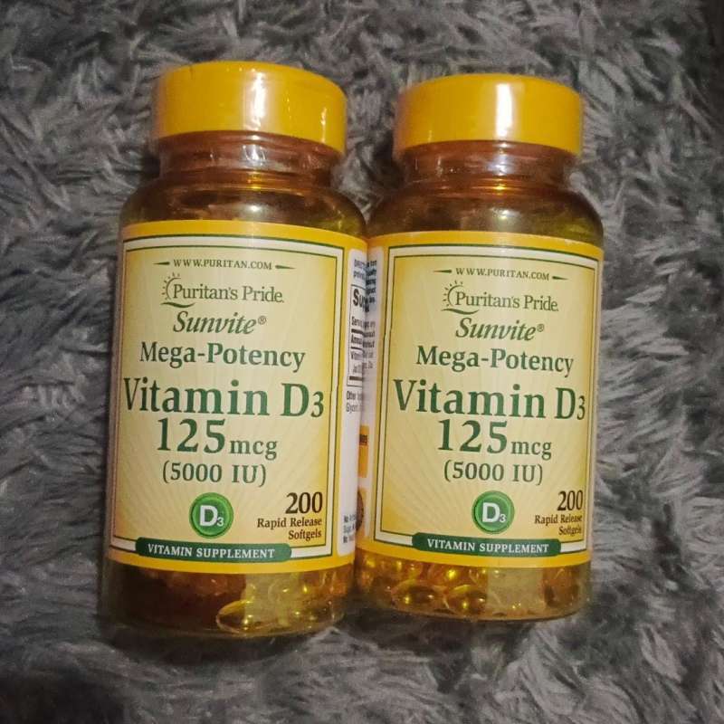 Jual Puritan's Pride Vitamin D3 125 mcg (5000 IU), 200 Softgels di