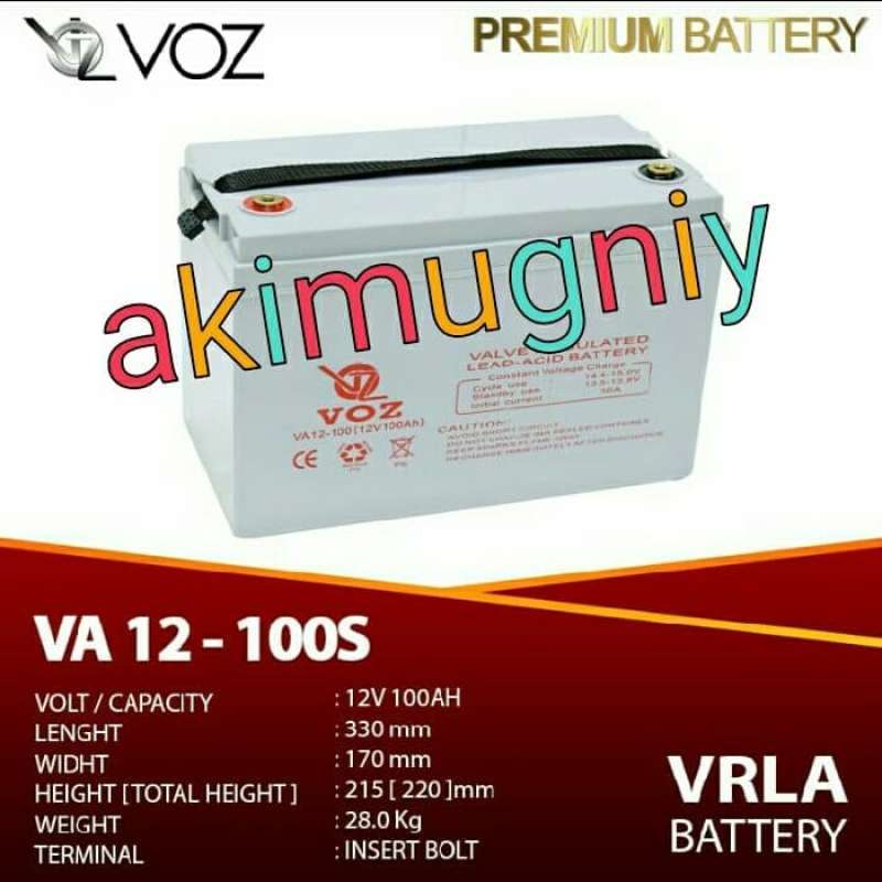 Promo aki vrla 100ah 12v mf voz battery ups solar panel cctv Diskon 23%
