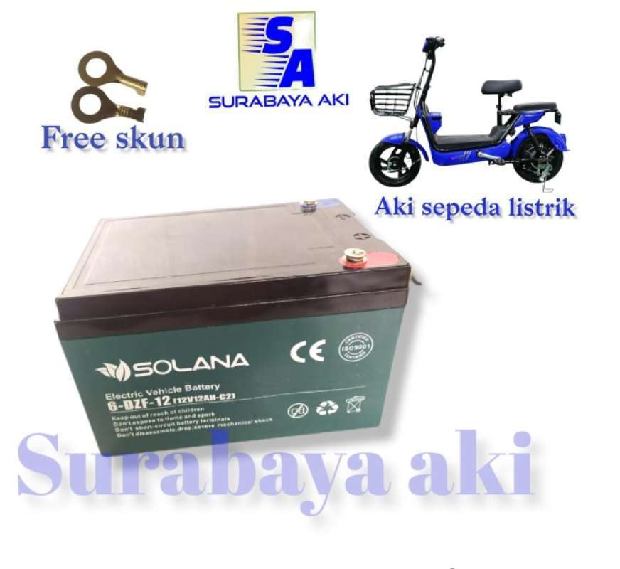 Promo aki skuter aki trail sepeda listrik motor listrik 12v 12ah solana