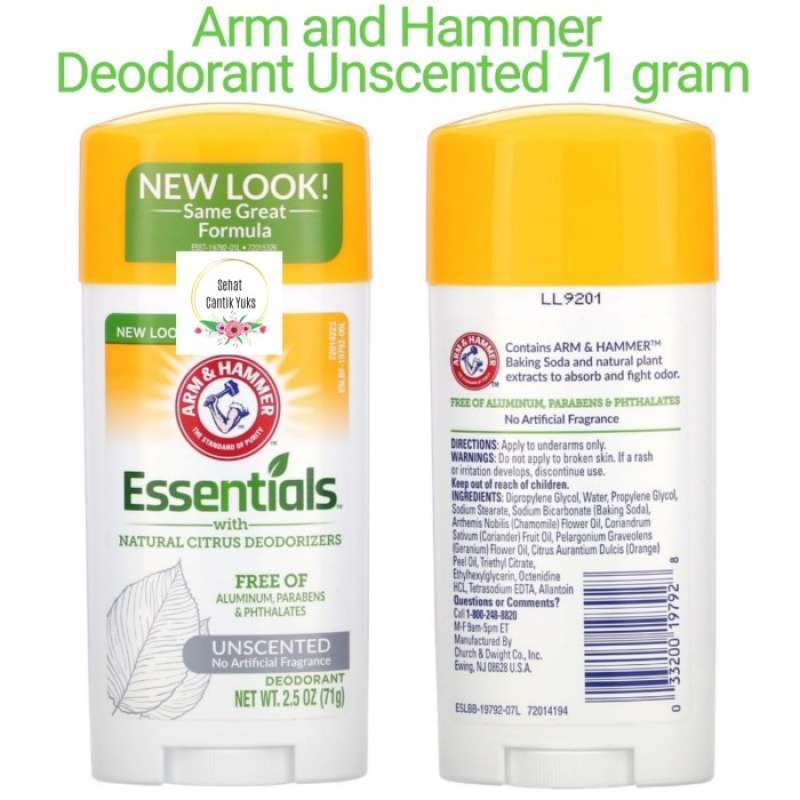 Promo Arm and Hammer Essentials Natural Deodorant Unscented isi 71 gram