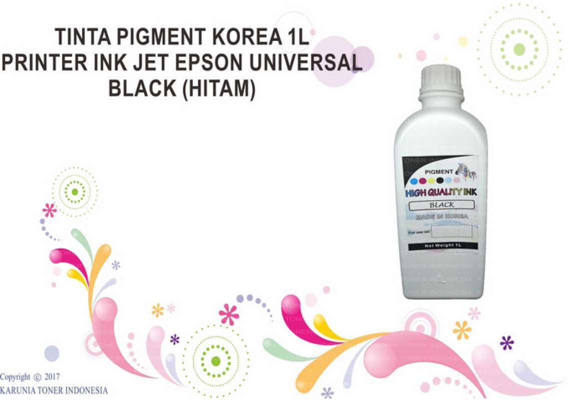 Jual TINTA PIGMENT KOREA 1L PRINTER INK JET EPSON UNIVERSAL BLACK HITAM