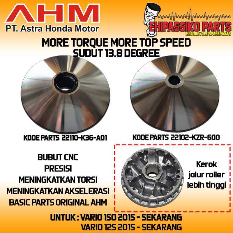 Jual Custom Pulley Vario 125 Vario 150 13.8 Derajat Cnc Original