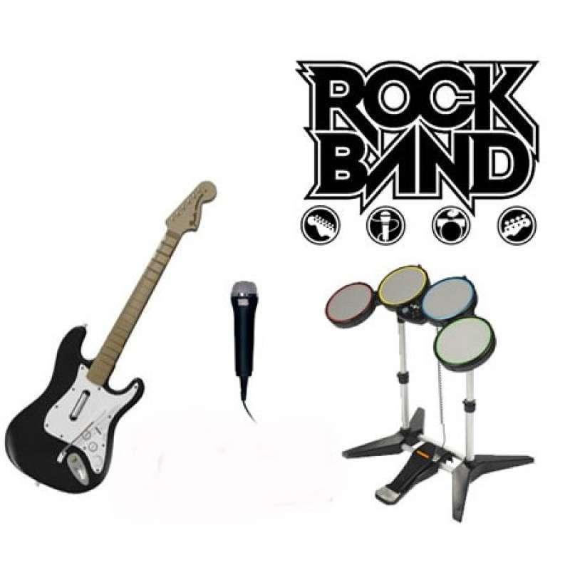 Jual Rock Band Bundle Guitar, Drums & Microphone For Nintendo Wii di