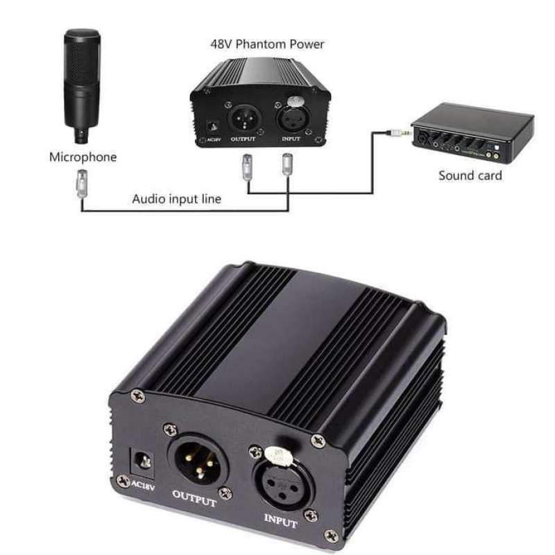 Promo Phantom Power Microphone Supply Microphone Condenser Amplifier