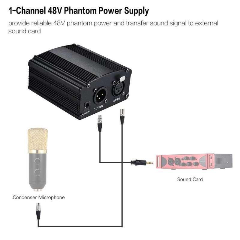 Promo Phantom Power Microphone Supply Microphone Condenser Amplifier ...