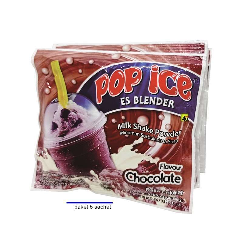 Promo POP ICE Milk Shake Powder Rasa CHOCOLATE PAKET 5 SACHET