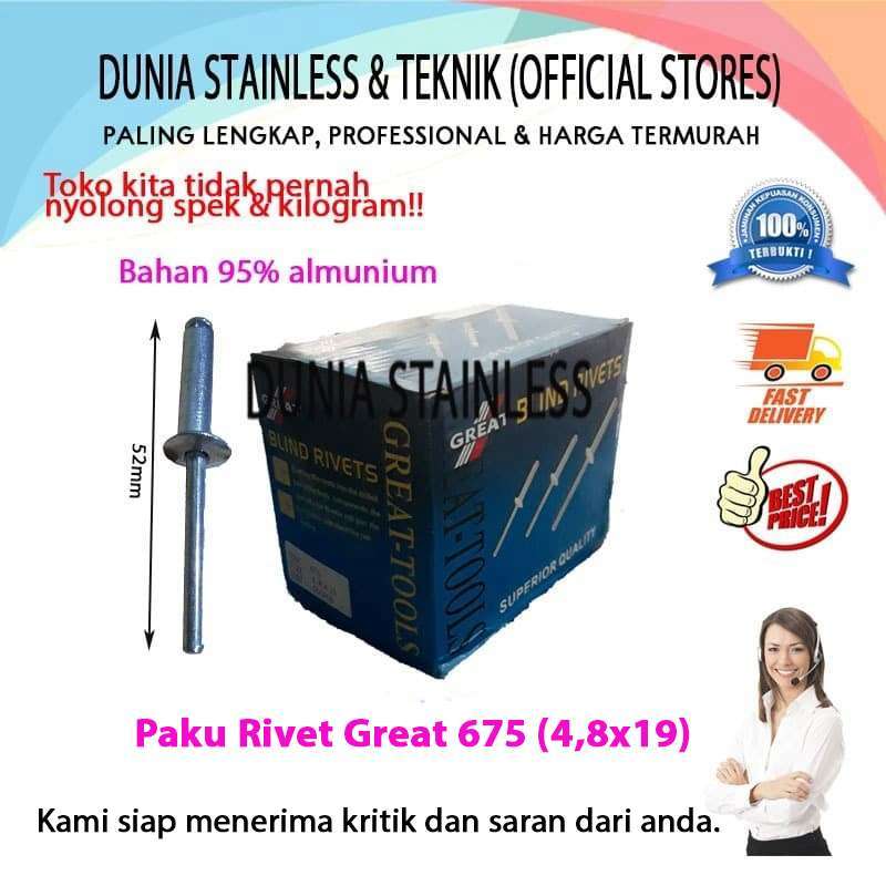 Paku Ripert Jual Paku Rivet/Ripet 675 4,8x19mm isi 500pcs di Seller DUNIA STAINLESS ...