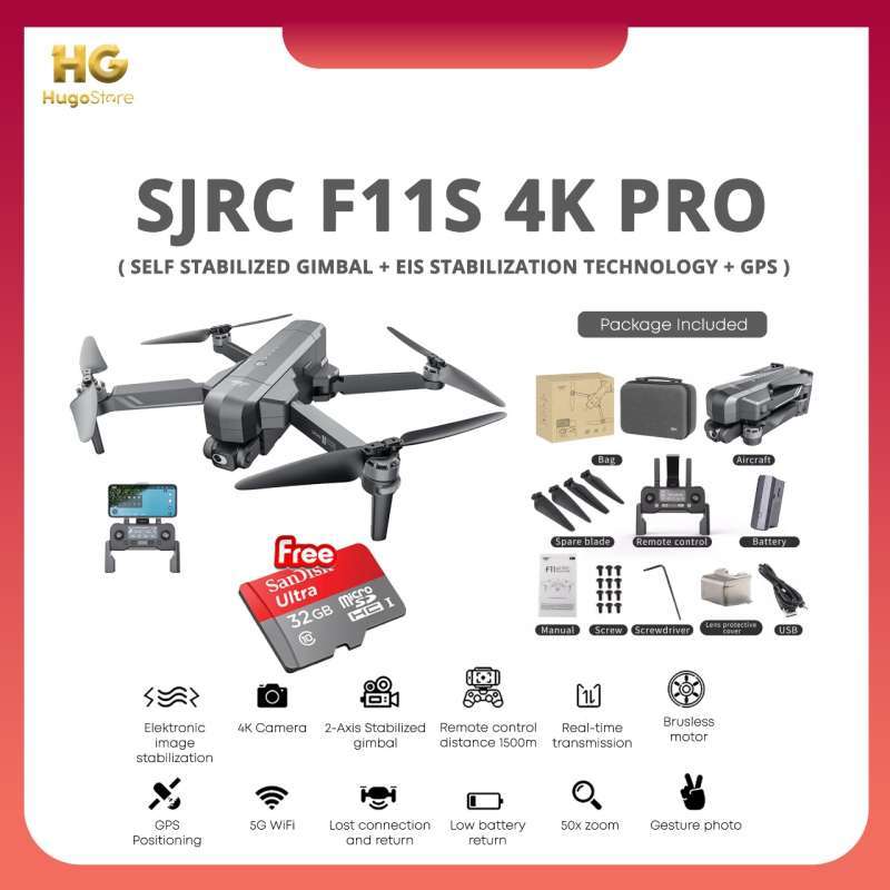 Jual SJRC F11S PRO PTZ 4K 3KM Version EIS Dual AntiShake Self