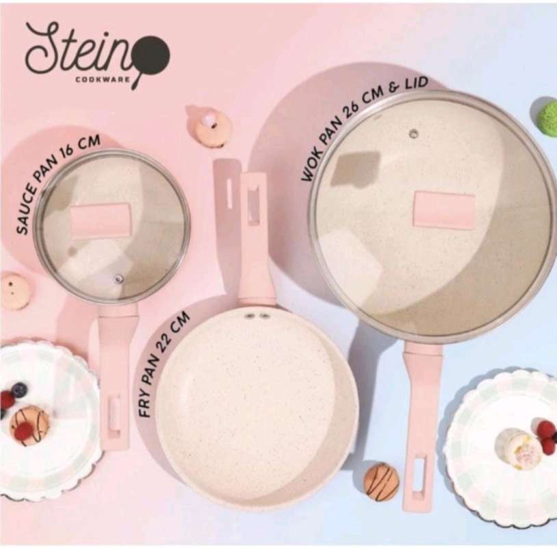 Jual Stein Glow Pan Series set isi 3 Wok, Frypan, Sauce Pan