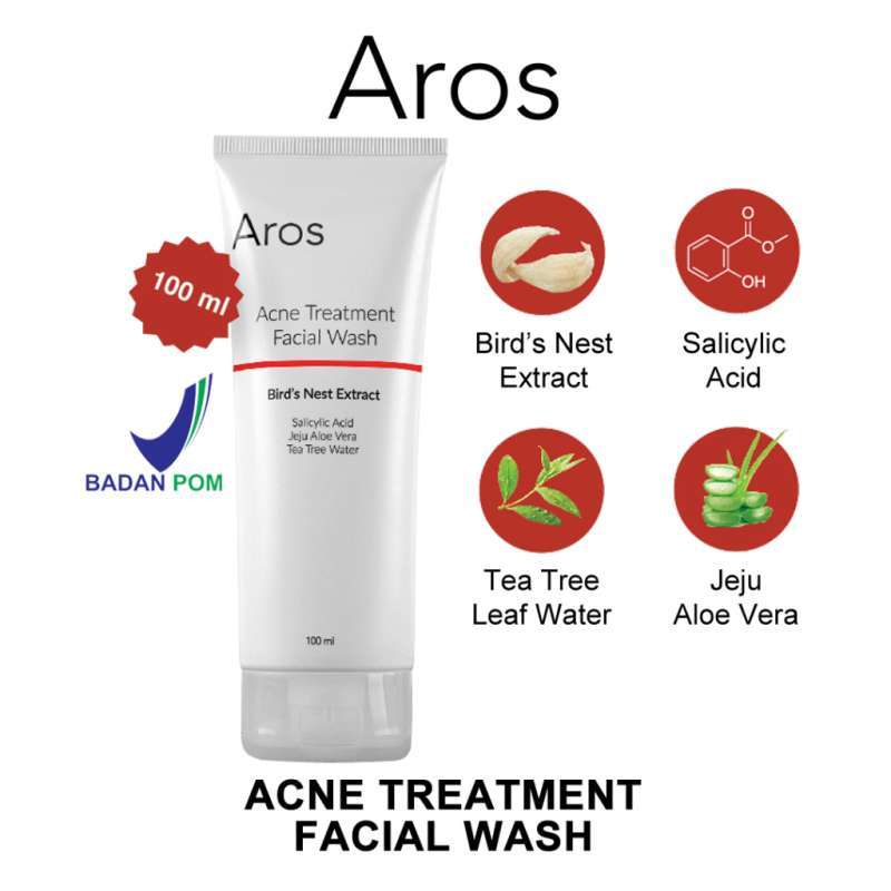 Jual AROS SKINCARE ACNE TREATMENT FACIAL WASH JERAWAT BIRD NEST EXTRACT
