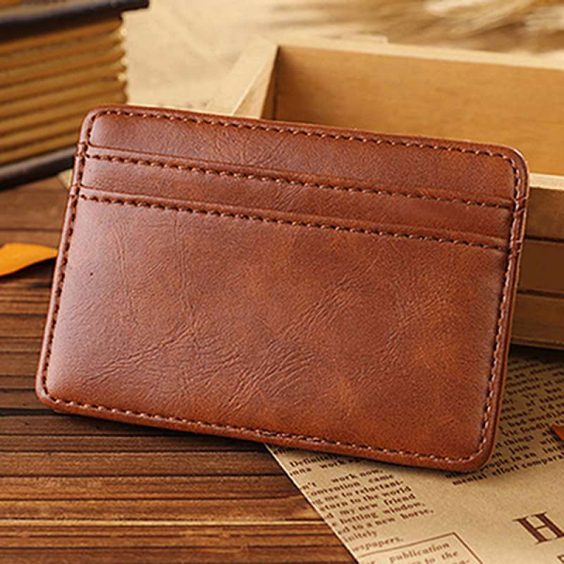 Jual Pria Magic Wallet Card Holder Leather Dompet Pria Bifold Kulit Di