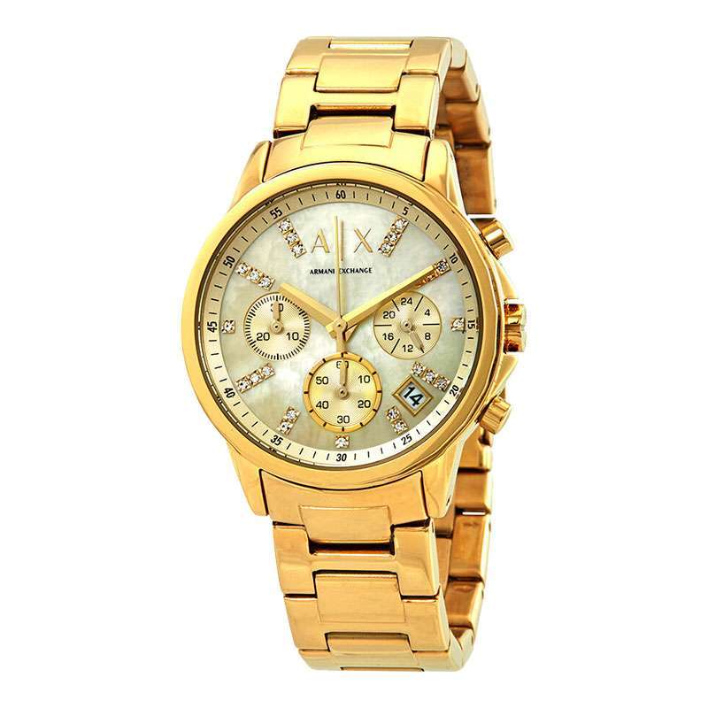 Promo Armani Exchange AX4327 Chronograph Ladies Gold Dial Gold ...