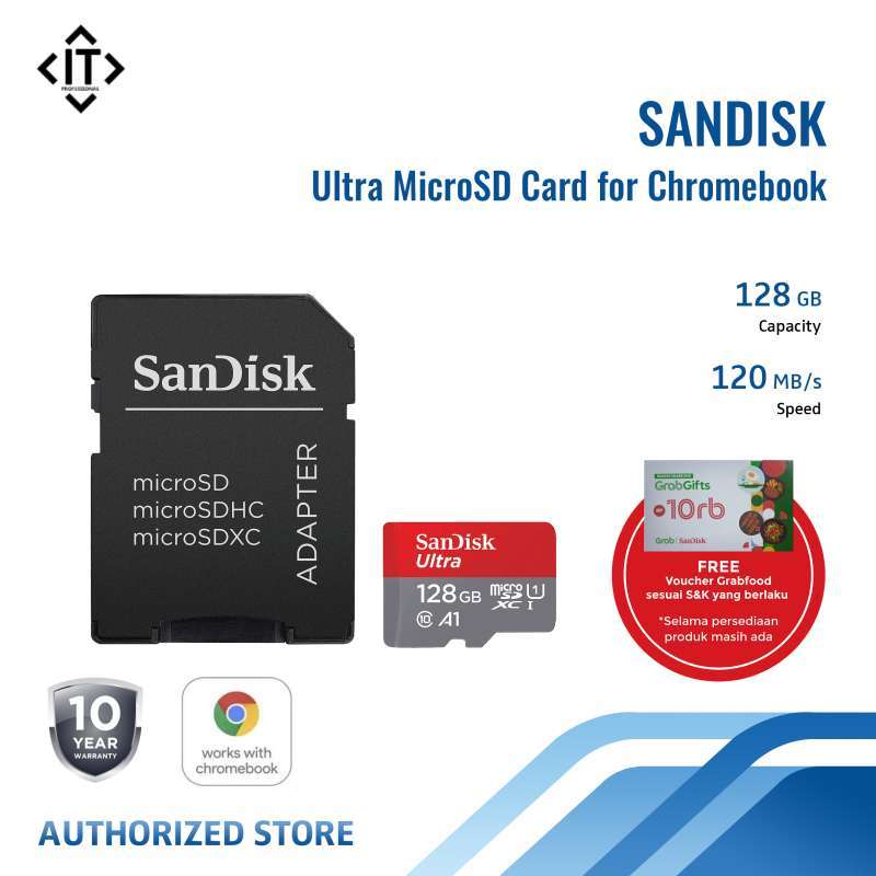 Promo SanDisk Ultra 128GB microSD Card for Chromebook (SDSQUA4128G