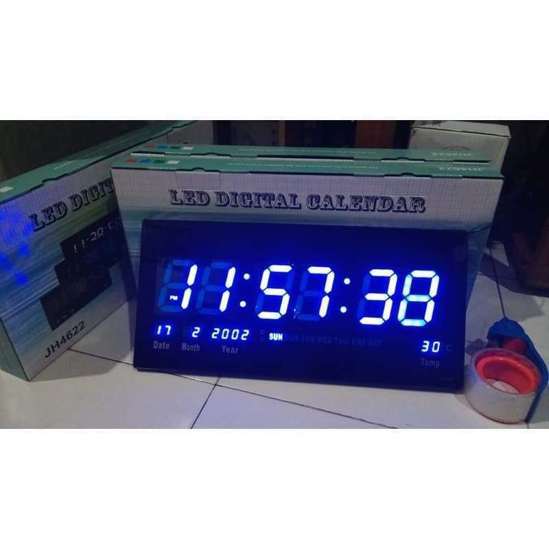 Promo Digital Clock size 45 cm x 21.5 cm Type JH4622 cahaya led biru JH