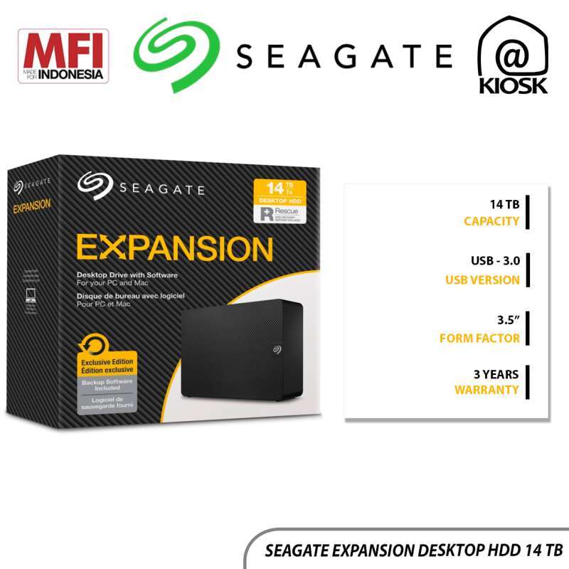 Promo Seagate Expansion External Desktop HDD 14TB / USB 3.0 / 3 thn