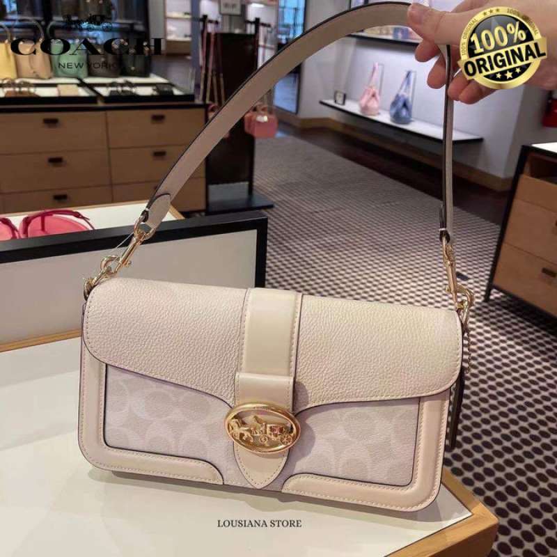 Jual Coach Shoulder Bag In Blocked Signature Canvas White di