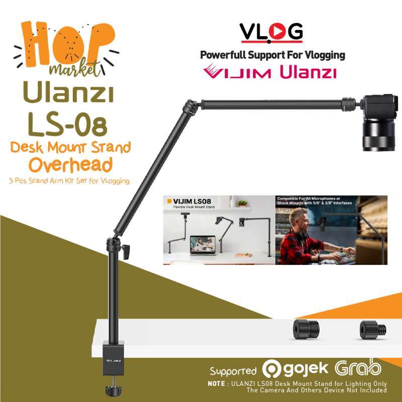 Jual ULANZI VIJIM LS08 Desk Mount with 2Stage Arm Overhead Stand for