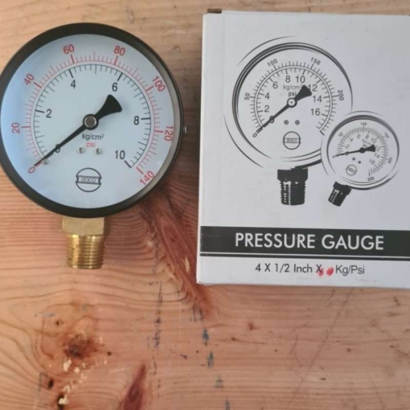 Jual pressure gauge 10 bar drat 1/2 inch hoco Multicolor di Seller