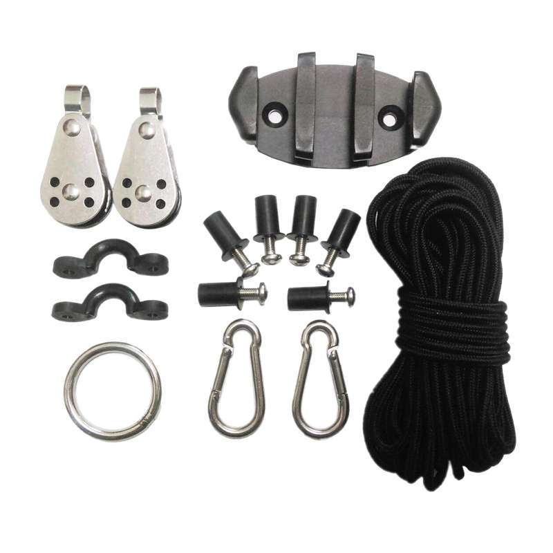 Promo Marine Boat Kayak Canoe Anchor Trolley Kit Rigging Ring Rope Pad