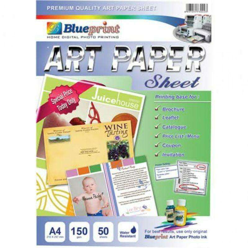 Jual GROSIR BLUEPRINT APA4150 ART PAPER KERTAS BROSUR A4 150GSM di