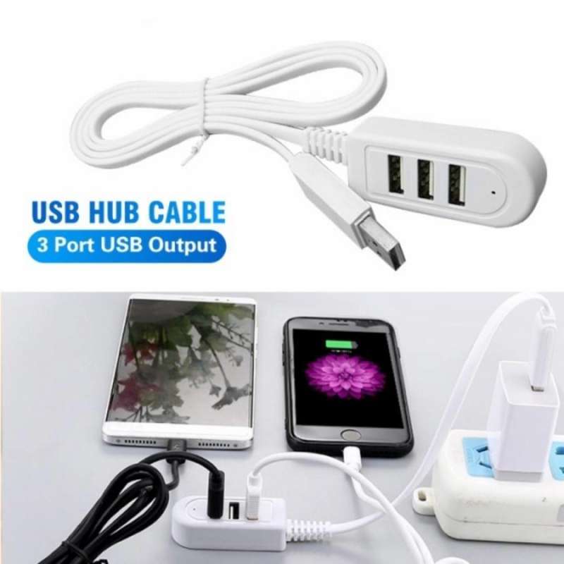 Jual USB Hub Cable 3 Port Output Data Charger Kabel Extended Laptop 3
