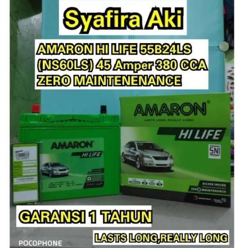 Jual Aki Mobil Toyota Yaris NS60LS / 55B24LS Amaron Hi-Life 12V / 45Ah