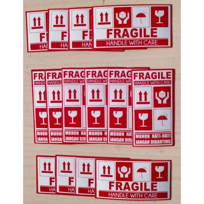 Jual Dijual Sticker Fragile Stiker Fragile Sticker Pecah Belah isi 50