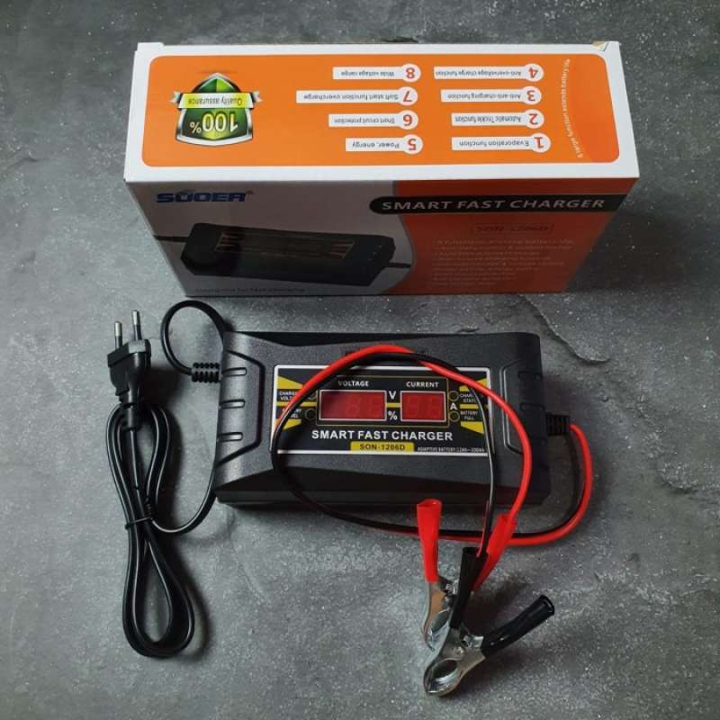 Jual ORIGINAL Charger Aki 6A 12V SUOER Smart Fast Cas Aki accu motor