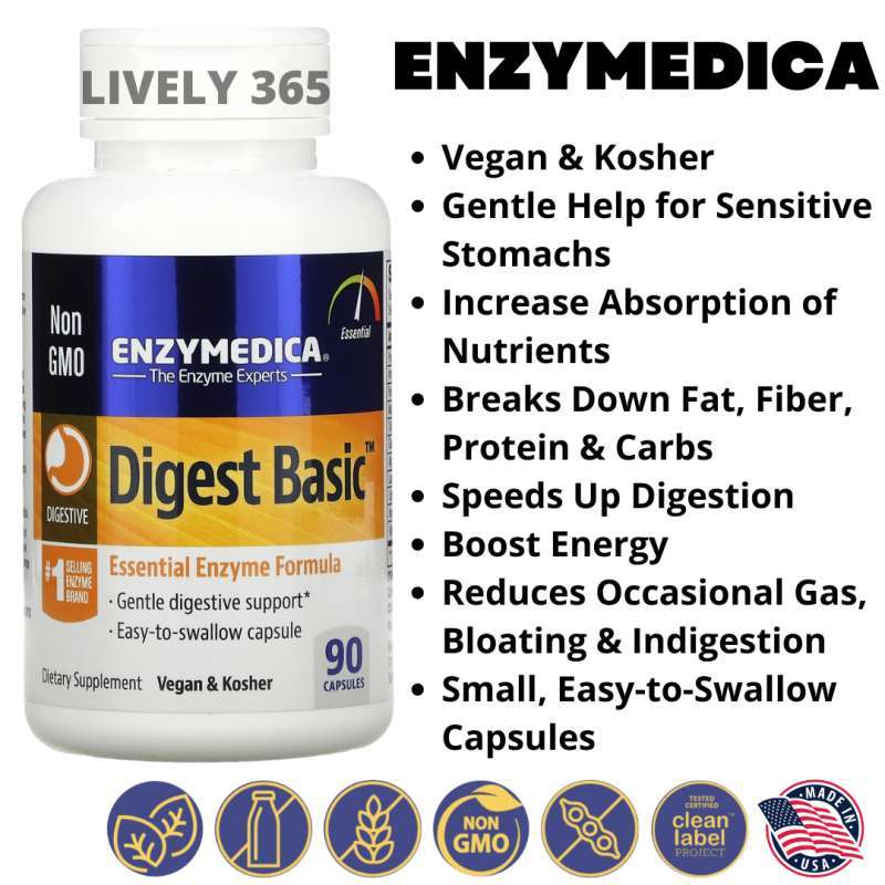 Jual Enzymedica | Digest Basic Enzyme Enzim Pencernaan | 90 Capsules Di ...