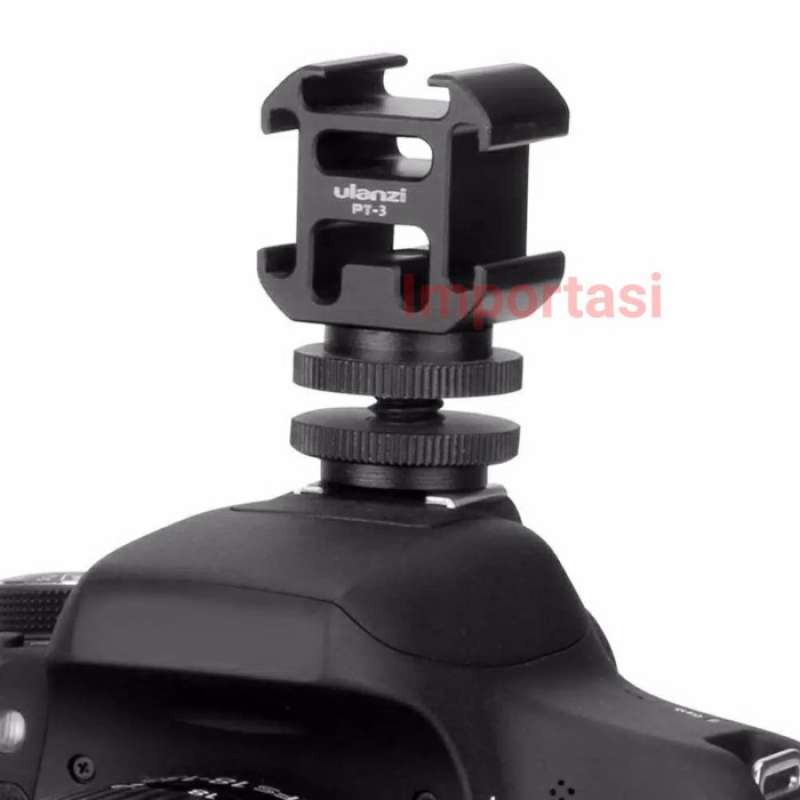 Jual ULANZI PT3 TRIPLE HOT SHOE LIGHTING MICROPHONE MOUNT MOUNTING