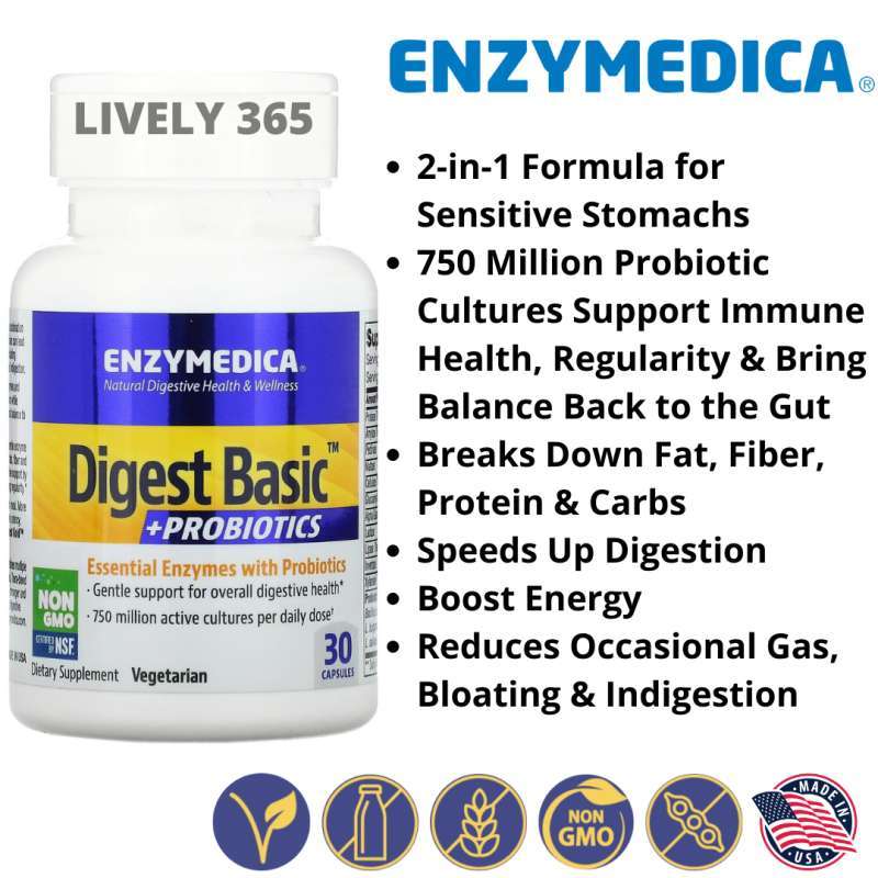 Jual Enzymedica | Digest Basic + Probiotics Enzim Pencernaan | 30 ...