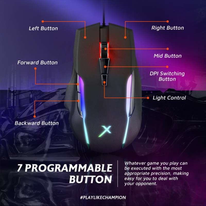 Promo JETE Mouse Gaming RGB MSX3 7 Programmable Button - Garansi 2 ...