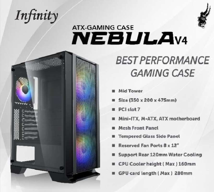 Jual CASING KOMPUTER GAMING PC CASE ENLIGHT NEBULA TEMPERED GLASS (NON
