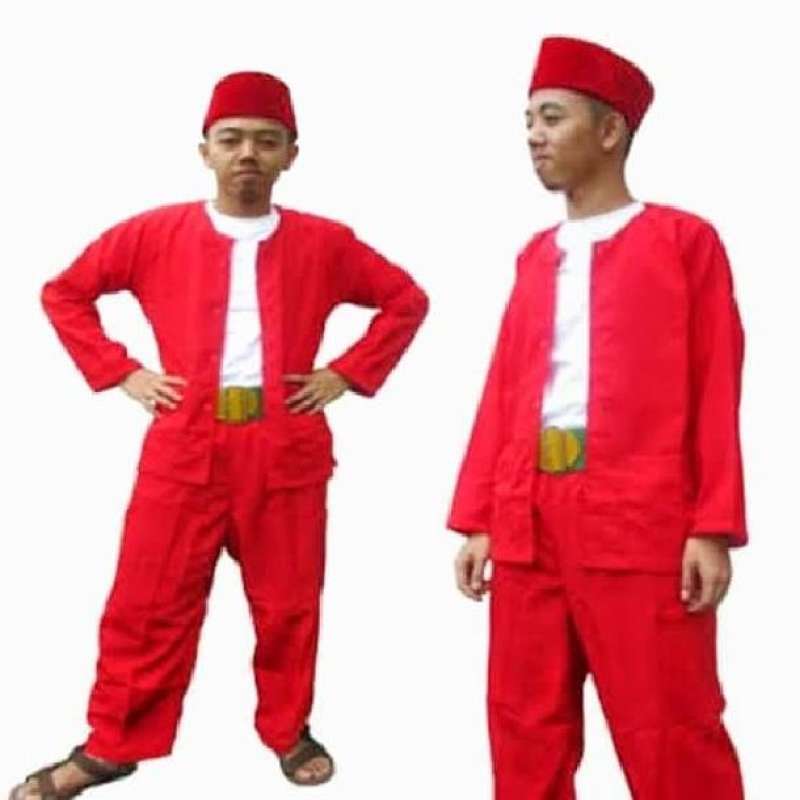 Jual setelan betawi setelan pangsi betawi paket baju betawi sabuk peci
