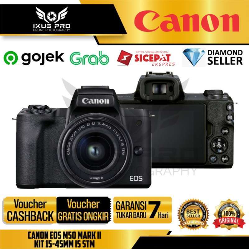 Promo Canon EOS M50 Mark II KIT 1545 Mirrorless Digital Camera Diskon