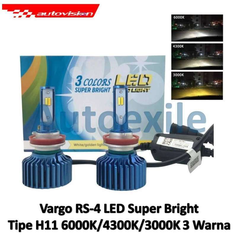 Jual Autovision Vargo RS4 LED Super Bright H11 12V 3 Warna Putih 6000K