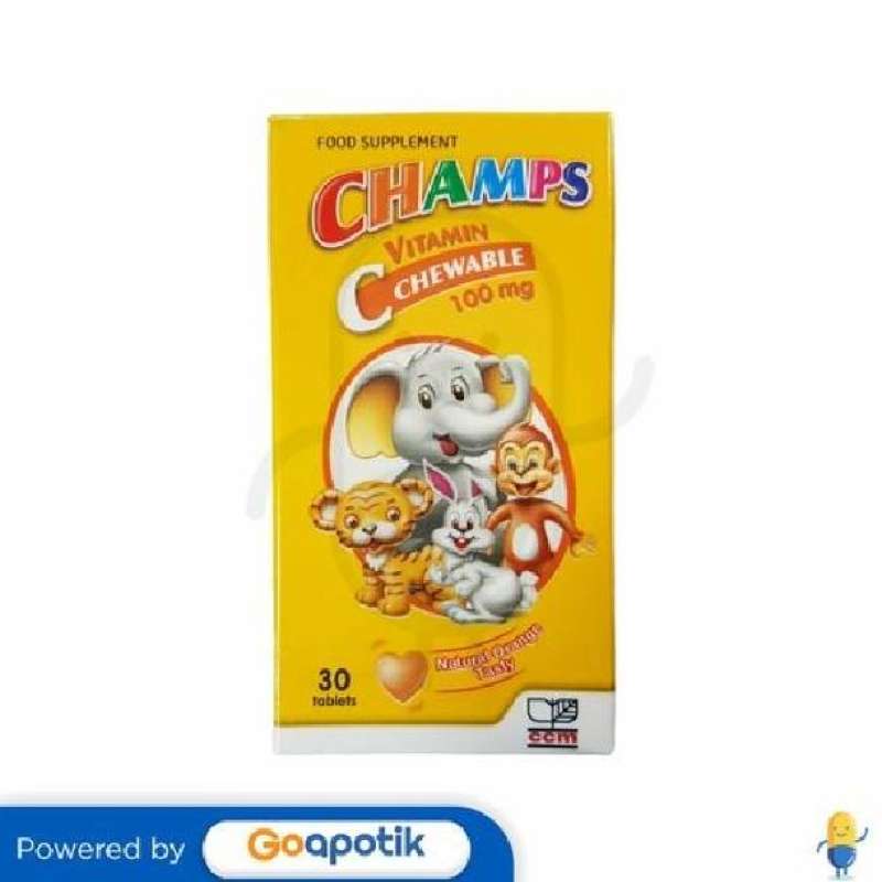 Jual CHAMPS VITAMIN C CHEWABLE 100 MG RASA JERUK BOTOL 30 TABLET di