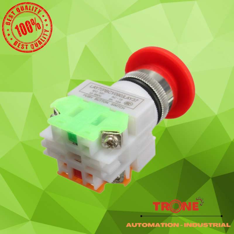 Jual Emergency Stop Push Button Switch LAY37 (PBCY090) LAY7 660V 10A ...