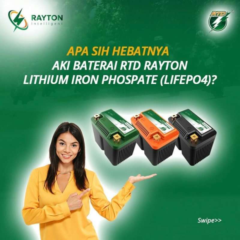 Promo Aki Motor Baterai Lithium Lifepo4 Rtd Rayton Karisma, Supra 125