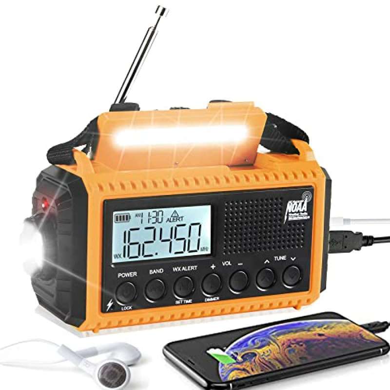 Promo Auto NOAA Emergency Weather Radio 5000mAh Solar Hand Crank Radio ...