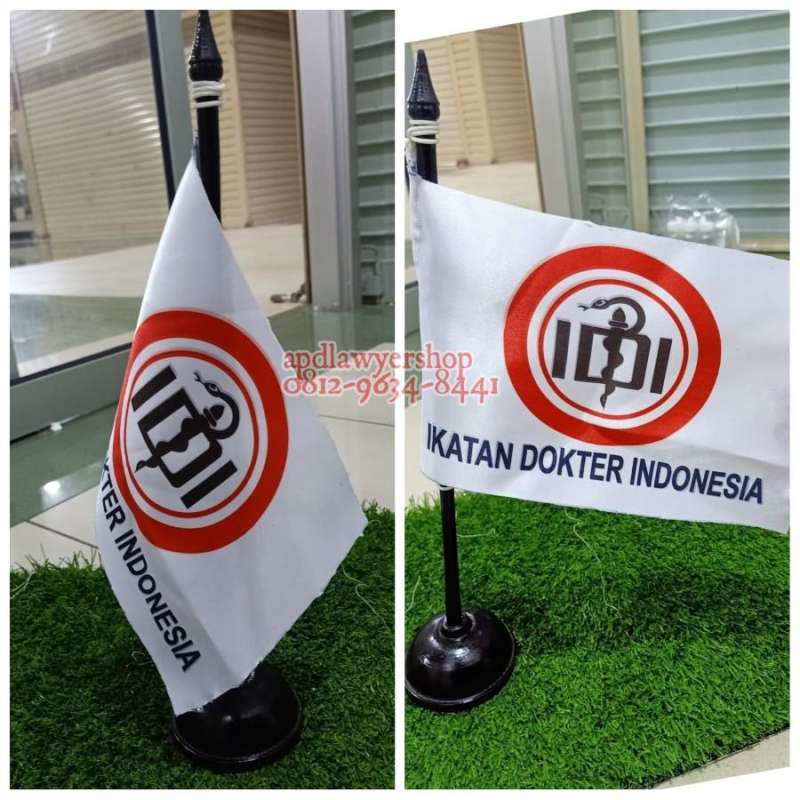 Jual Bendera Meja IDI I.D.I Ikatan Dokter Indonesia Plus Tiang Kayu di