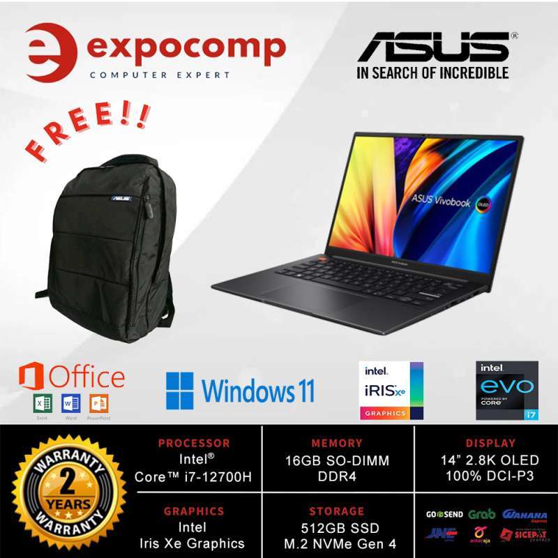 Jual ASUS VIVOBOOK 14 K3402ZA-OLEDS755 BLACK CORE i7-12700 di Seller