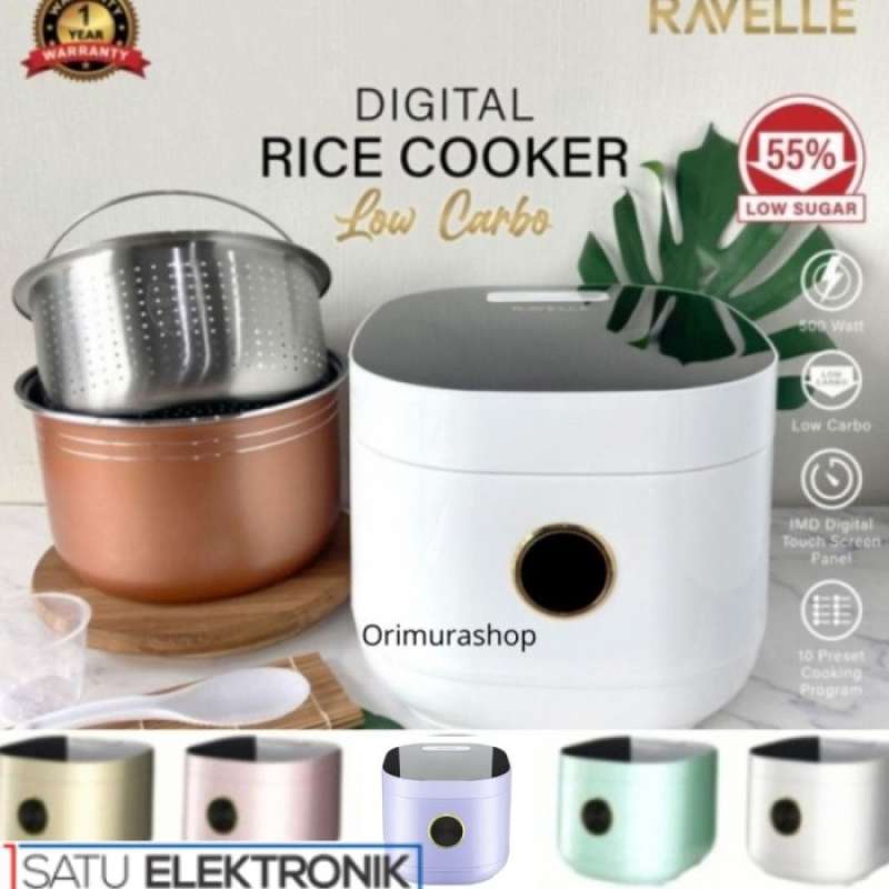 Jual Rice Cooker Digital Ravelle Jade Green 3 Liter Low Carbo Rice