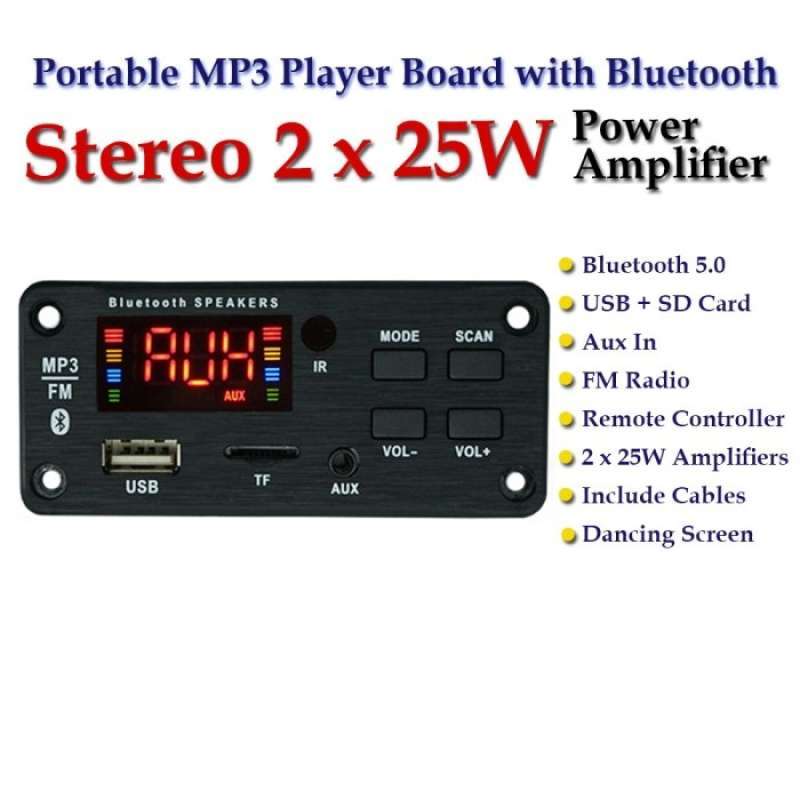 Promo Amplifier 2x25W Stereo MP3 USB FM Board Bluetooth Module 12V